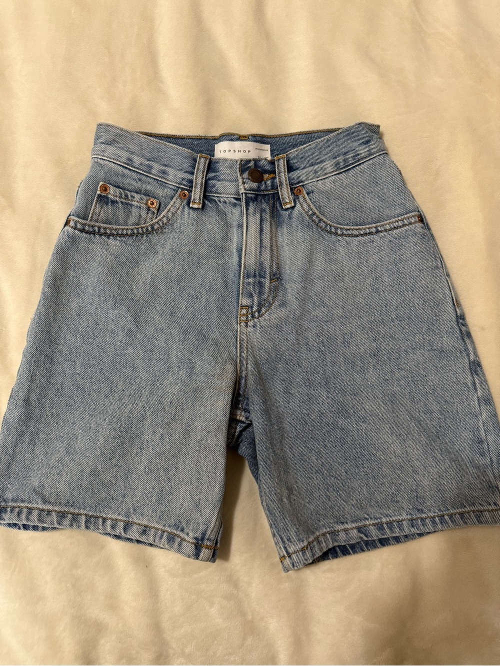 Topshop Light Blue High-Waist Denim Shorts